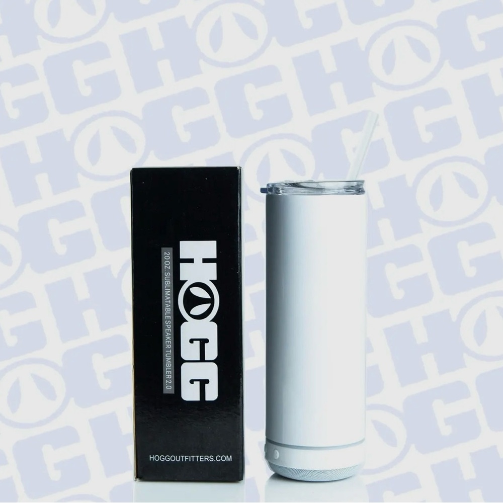 Bluetooth White Tumbler with Straw